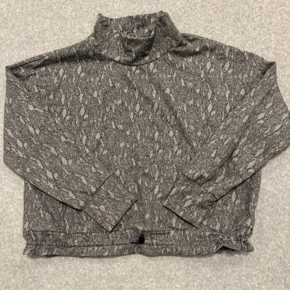 Kyodan Outdoor Women XL Gray Snakeskin Print Mock Neck Cropped Sweatshirt Toggle